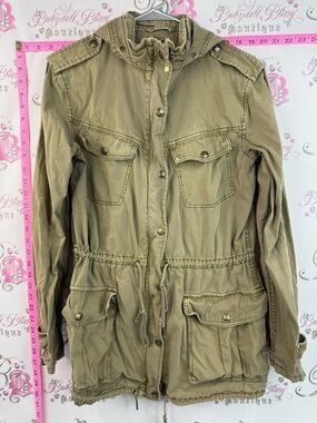 Talula jacket coat cargo style gold green Olive Utility Jacket with Hood
